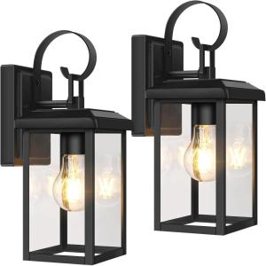 imageBesLowe 2Pack Outdoor Wall Light Fixtures Exterior Lighting Fixtures Wall Mount Waterproof Porch Lights Outdoor Wall Sconces Lanterns Modern Outside Lights for House Front Door Garage BronzeMatte Black