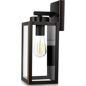 imageBesLowe 2Pack Porch Lights Outdoor with UL Certified Outlet Modern Outdoor Wall Lights Exterior Lighting Fixtures Waterproof Exterior Wall Sconces Outside Lights for House Front Door Garage BlackBronze