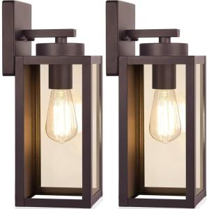 imageBesLowe Outdoor Wall Light Fixtures Exterior Waterproof Wall Lanterns Porch Sconces Lighting with E26 Sockets Modern White Outside Lights for House Patio Front Door Entryway 2PackOilRubbed Bronze