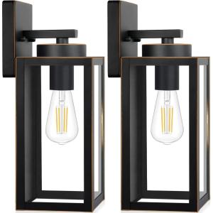imageBesLowe Outdoor Wall Light Fixtures Exterior Waterproof Wall Lanterns Porch Sconces Lighting with E26 Sockets Modern White Outside Lights for House Patio Front Door Entryway 2PackBronze