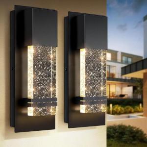 imageBesLowe Outdoor Wall Light Fixtures with Crystal Bubble Glass Waterproof Exterior Sconces LED Wall Lanterns Porch Lights Wall Mounted 10W 3000K Outside Lights for House Front Door Garage Entryway12in