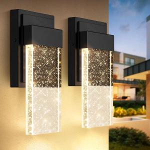 imageBesLowe Outdoor Wall Light Fixtures with Crystal Bubble Glass Waterproof Exterior Sconces LED Wall Lanterns Porch Lights Wall Mounted 10W 3000K Outside Lights for House Front Door Garage Entryway10in