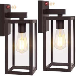 imageBesLowe Upgraded Motion Sensor Outdoor Wall Lights 15 Dusk to Dawn Porch Lights Outdoor Wall Sconce Lanterns 3 Lighting Modes Exterior Lighting Fixtures Black Outside Lights for House 2PackBrown