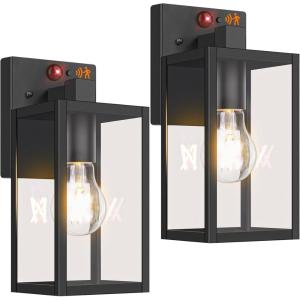 imageBesLowe Upgraded Motion Sensor Outdoor Wall Lights 15 Dusk to Dawn Porch Lights Outdoor Wall Sconce Lanterns 3 Lighting Modes Exterior Lighting Fixtures Black Outside Lights for House 2PackBlack