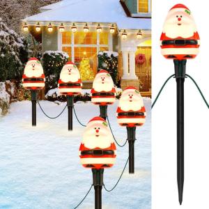 imageChristmas Pathway Lights Outdoor with 5 Santa Lights 10FT Santa Claus String Lights with Stakes Plug in LED Xmas Path Lights Waterproof Outside Christmas Decorations for Yard Lawn Walkway Driveway10FT