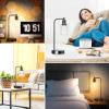 imageSet of 2 Industrial Touch Control Table Lamps with 2 USB Ports and AC Outlet 3Way Dimmable Bedside Nightstand Reading Lamps with Glass Shade for Bedroom Office Warm White LED Bulbs Included2700K