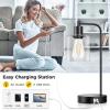 imageSet of 2 Industrial Touch Control Table Lamps with 2 USB Ports and AC Outlet 3Way Dimmable Bedside Nightstand Reading Lamps with Glass Shade for Bedroom Office Warm White LED Bulbs Included2700K