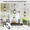 imageBesLowe 15 Outdoor Pendant Light with LED Bulb Modern Hanging Lantern Light for Outside with Water Ripple Glass Black Exterior Pendant Lighting Fixture Outdoor Chandelier for Front Porch Gazebo