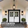 imageBesLowe 15 Outdoor Pendant Light with LED Bulb Modern Hanging Lantern Light for Outside with Water Ripple Glass Black Exterior Pendant Lighting Fixture Outdoor Chandelier for Front Porch Gazebo