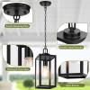 imageBesLowe 1Pack Outdoor Pendant Light 13 Modern Hanging Lantern Light for Outside Brown Exterior Pendant Lighting Fixture with Adjustable Chain Outdoor Chandelier for Porch Gazebo Front DoorBlack