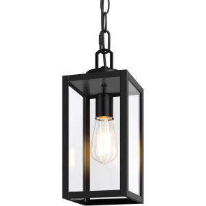 imageBesLowe 1Pack Outdoor Pendant Light 13 Modern Hanging Lantern Light for Outside Brown Exterior Pendant Lighting Fixture with Adjustable Chain Outdoor Chandelier for Porch Gazebo Front DoorBlack