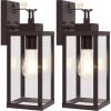 imageBesLowe 14 Upgraded Motion Sensor Outdoor Wall Lights Dusk to Dawn Porch Lights Outdoor Wall Sconces 3 Lighting Modes Exterior Lighting Fixtures with Hooks Black Outside Lights for House 2PackBrown