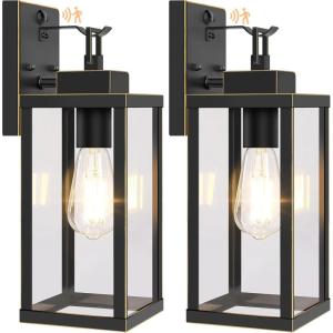 imageBesLowe 14 Upgraded Motion Sensor Outdoor Wall Lights Dusk to Dawn Porch Lights Outdoor Wall Sconces 3 Lighting Modes Exterior Lighting Fixtures with Hooks Black Outside Lights for House 2PackBronze