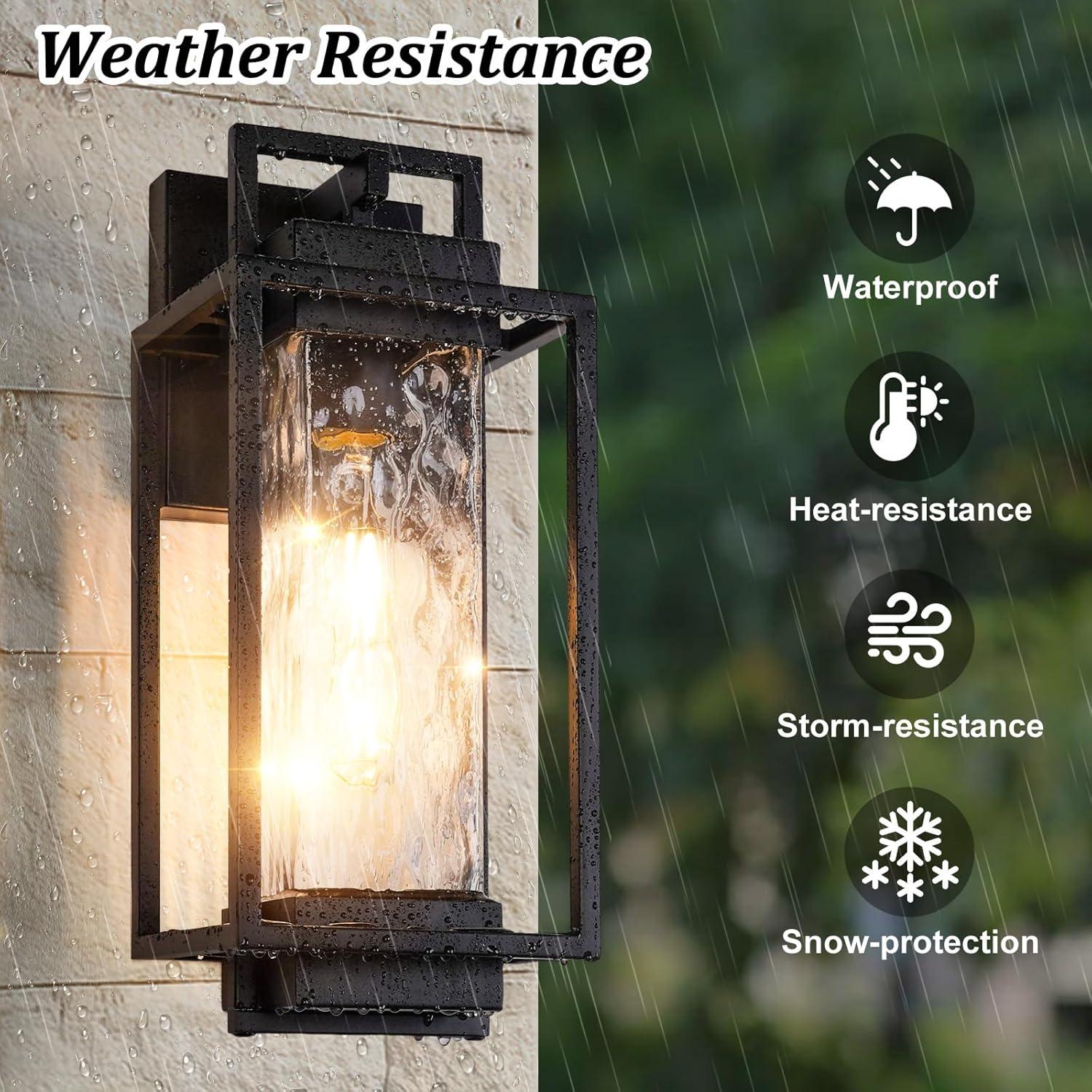 imageBesLowe 2Pack 15 Outdoor Wall Lights and Outdoor Pendant Light with LED Bulbs