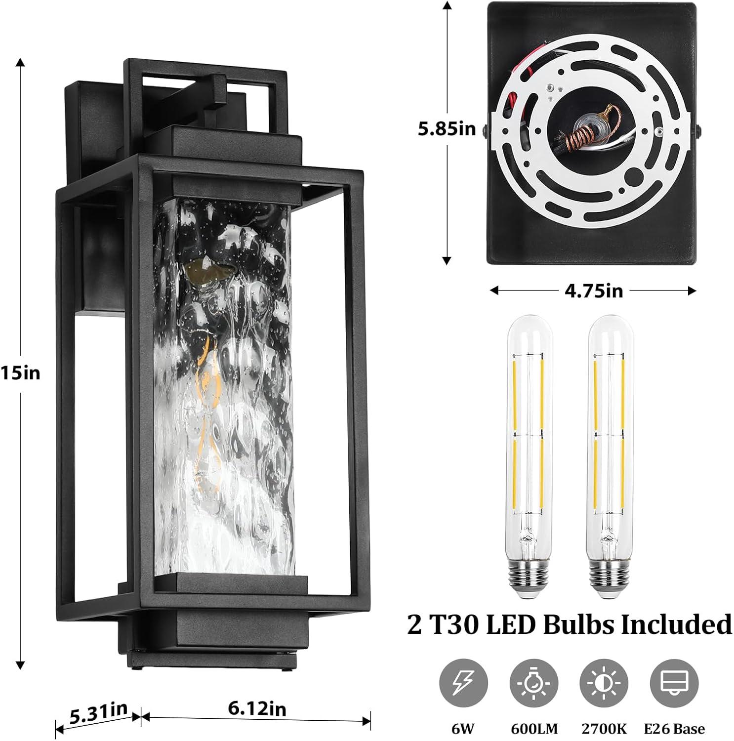 imageBesLowe 2Pack 15 Outdoor Wall Lights and Outdoor Pendant Light with LED Bulbs
