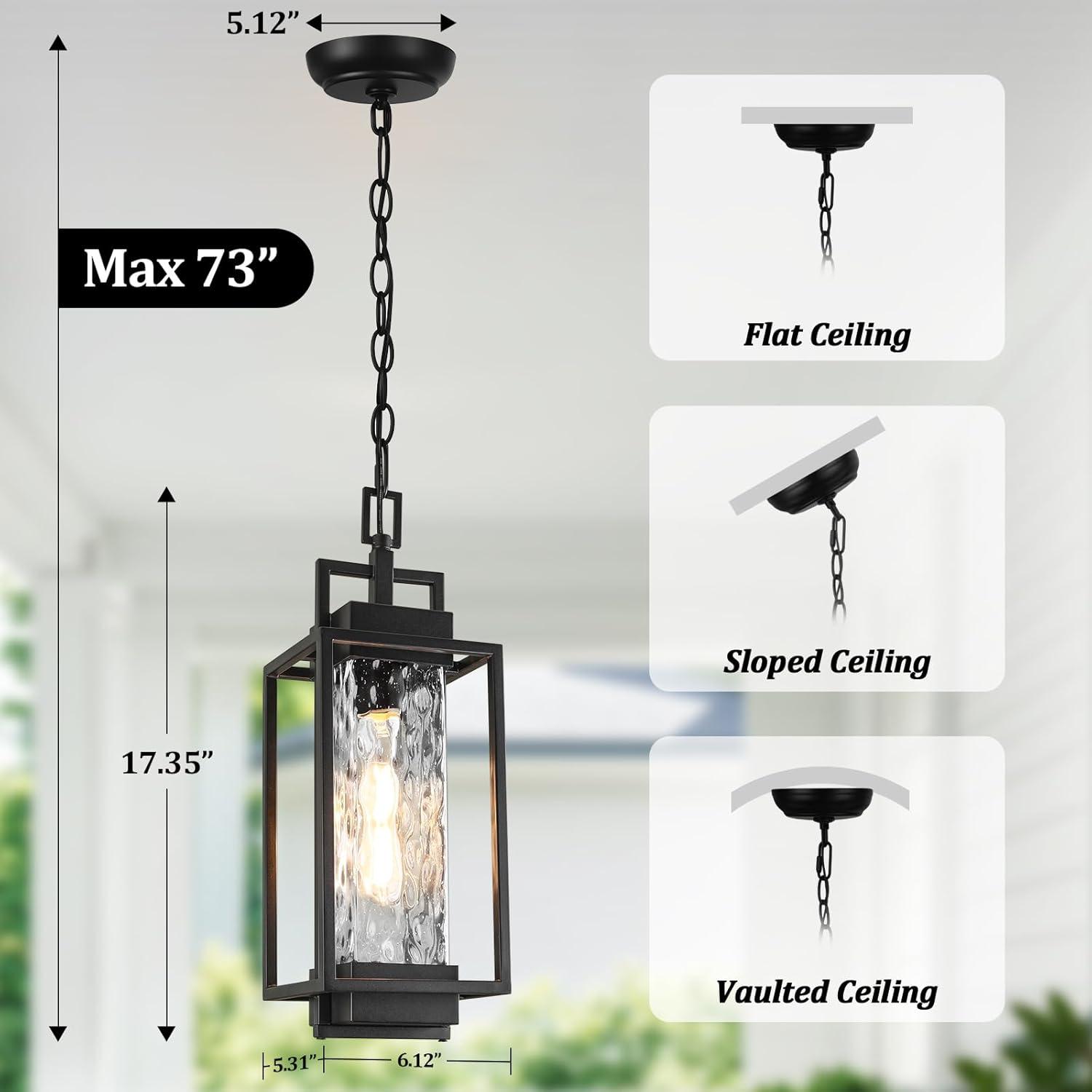 imageBesLowe 2Pack 15 Outdoor Wall Lights and Outdoor Pendant Light with LED Bulbs