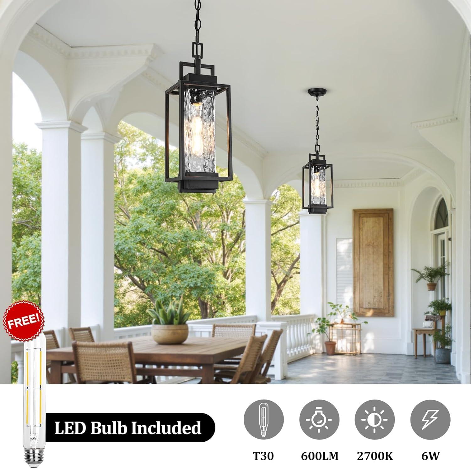 imageBesLowe 2Pack 15 Outdoor Wall Lights and Outdoor Pendant Light with LED Bulbs