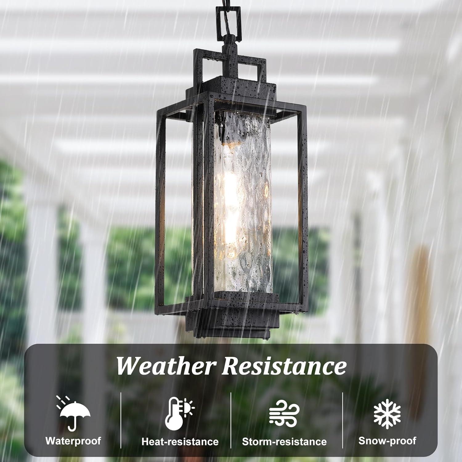 imageBesLowe 2Pack 15 Outdoor Wall Lights and Outdoor Pendant Light with LED Bulbs