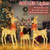 imageBesLowe 3Piece Large Lighted Christmas Deer Family Set Outdoor 5FT Christmas Reindeer Holiday Yard Decoration with 260 Bright LED Lights Stakes Zip Ties GoldGold