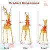 imageBesLowe 3Piece Large Lighted Christmas Deer Family Set Outdoor 5FT Christmas Reindeer Holiday Yard Decoration with 260 Bright LED Lights Stakes Zip Ties Gold