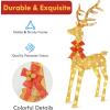 imageBesLowe 3Piece Large Lighted Christmas Deer Family Set Outdoor 5FT Christmas Reindeer Holiday Yard Decoration with 260 Bright LED Lights Stakes Zip Ties GoldGold