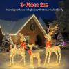 imageBesLowe 3Piece Large Lighted Christmas Deer Family Set Outdoor 5FT Christmas Reindeer Holiday Yard Decoration with 260 Bright LED Lights Stakes Zip Ties GoldGold