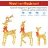 imageBesLowe 3Piece Large Lighted Christmas Deer Family Set Outdoor 5FT Christmas Reindeer Holiday Yard Decoration with 260 Bright LED Lights Stakes Zip Ties Gold