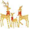 imageBesLowe 3Piece Large Lighted Christmas Deer Family Set Outdoor 5FT Christmas Reindeer Holiday Yard Decoration with 260 Bright LED Lights Stakes Zip Ties Gold