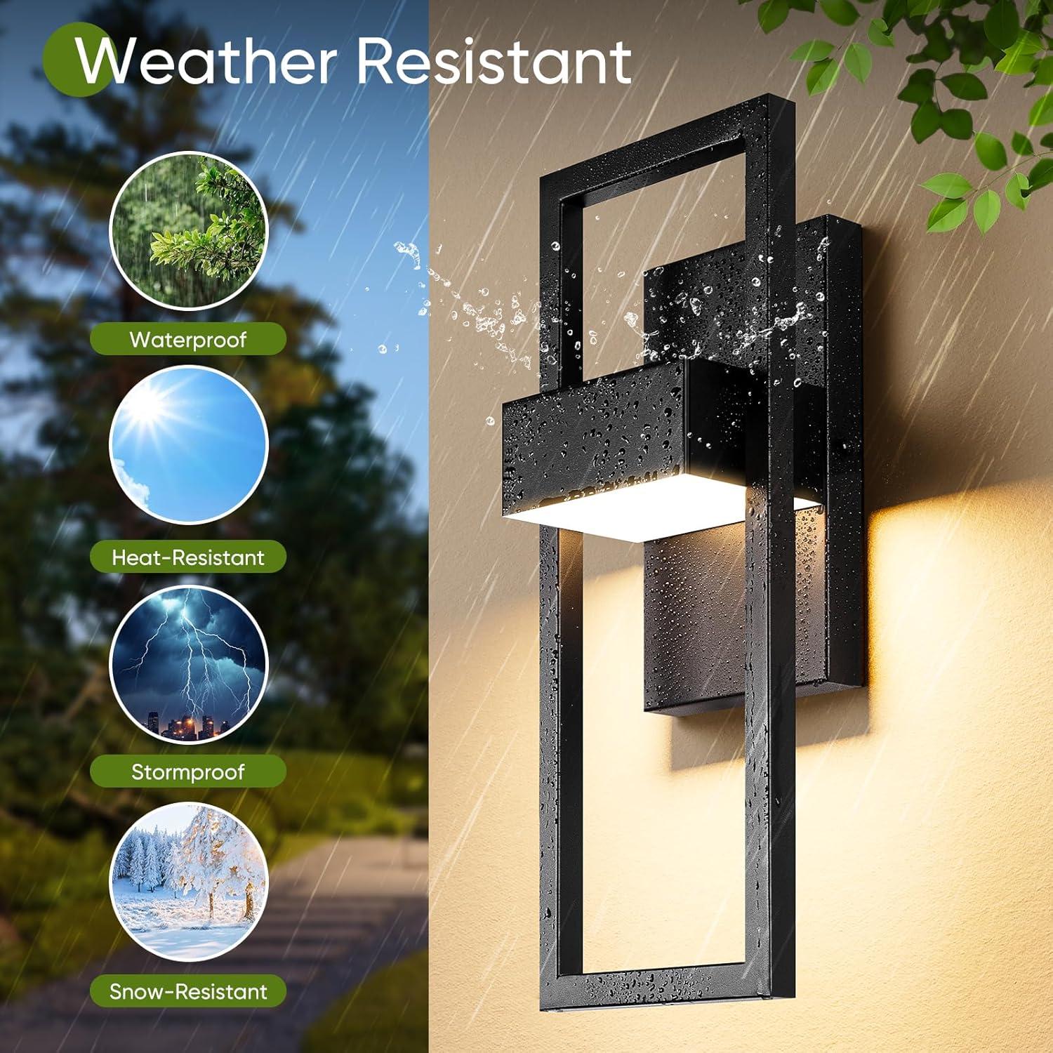 imageBesLowe 145 Modern Outdoor Wall Lights 3000K LED Exterior Lighting Fixtures Wall Mounted Porch Lights Outdoor Wall Sconce Lamps Black Outdoor Lights for House Front Door Garage Patio 2Pack