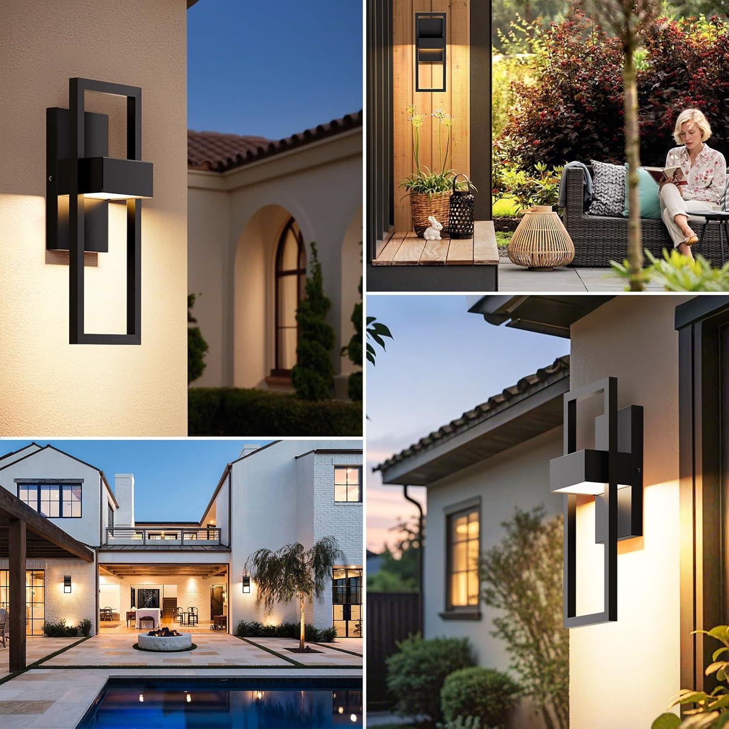 imageBesLowe 145 Modern Outdoor Wall Lights 3000K LED Exterior Lighting Fixtures Wall Mounted Porch Lights Outdoor Wall Sconce Lamps Black Outdoor Lights for House Front Door Garage Patio 2Pack