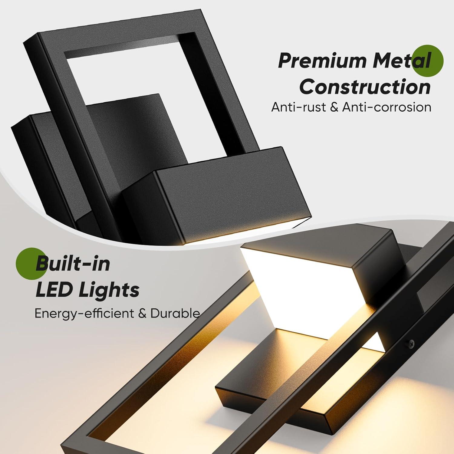 imageBesLowe 145 Modern Outdoor Wall Lights 3000K LED Exterior Lighting Fixtures Wall Mounted Porch Lights Outdoor Wall Sconce Lamps Black Outdoor Lights for House Front Door Garage Patio 2Pack