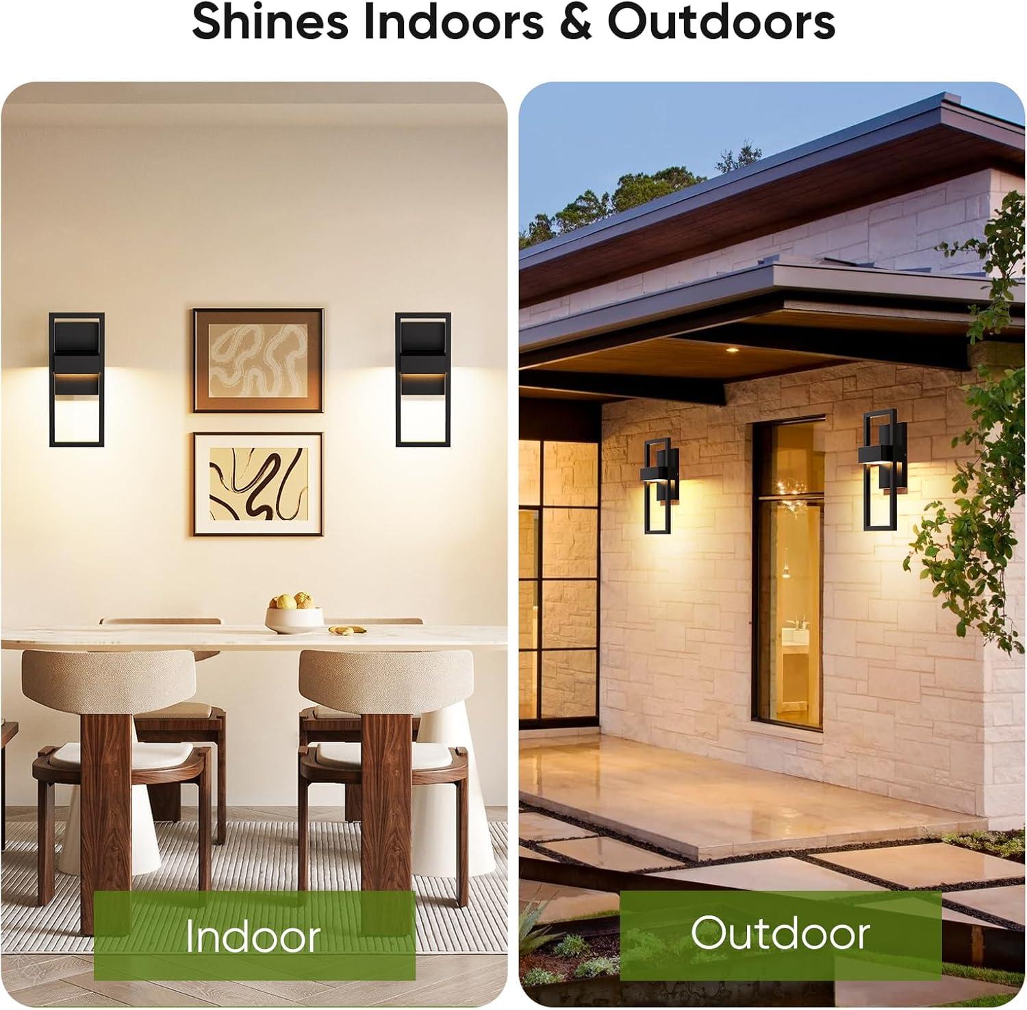 imageBesLowe 145 Modern Outdoor Wall Lights 3000K LED Exterior Lighting Fixtures Wall Mounted Porch Lights Outdoor Wall Sconce Lamps Black Outdoor Lights for House Front Door Garage Patio 2Pack
