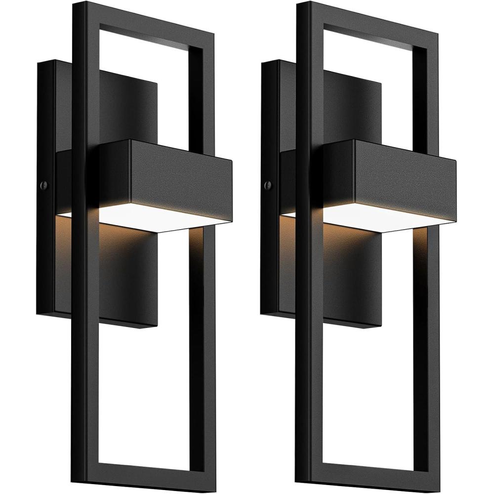 imageBesLowe 145 Modern Outdoor Wall Lights 3000K LED Exterior Lighting Fixtures Wall Mounted Porch Lights Outdoor Wall Sconce Lamps Black Outdoor Lights for House Front Door Garage Patio 2Pack