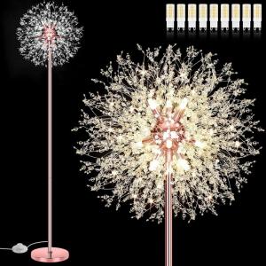 imageBesLowe 69 Crystal Floor Lamp for Living Room Modern Standing Lamp with 738PCS K9 Crystals Tall Lamp Pole Light for Bedroom Office Mid Century Floor Lighting with 9 LED Bulbs Rose GoldRose Gold