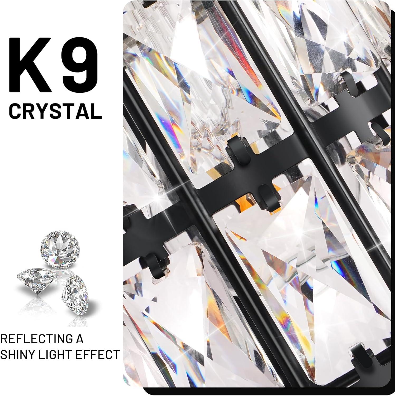 imageBesLowe Bathroom Vanity Light Modern Crystal Vanity Light Fixture 3Light Bathroom Lighting Fixture Over Mirror Crystal Sconce Wall Mounted Lighting Matte Black