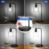 imageSet of 2 Fully Stepless Dimmable Industrial Table Lamps with 2 USB Ports ampamp AC Outlet Bedside Nightstand Desk Lamps with Seeded Glass Shades for Bedroom Dorm Living Room 2 7W 5000K LED Bulbs Included