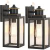 imageBesLowe 2Pack Dusk to Dawn Outdoor Wall Lights Modern Porch Lights Outdoor Sconces with Seeded Glass Matte Black Exterior Lighting Fixtures Wall Mount Outside Lights for House Front Door GarageBlack with Gold Trim