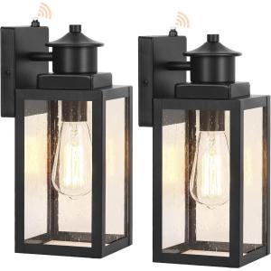 imageBesLowe 2Pack Dusk to Dawn Outdoor Wall Lights Modern Porch Lights Outdoor Sconces with Seeded Glass Matte Black Exterior Lighting Fixtures Wall Mount Outside Lights for House Front Door GarageBlack