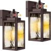 imageBesLowe 2Pack Motion Sensor Outdoor Wall Lights Dusk to Dawn Porch Lights Outdoor Sconces with Water Ripple Glass Brown Exterior Lighting Fixtures Wall Mount Outside Lights for House Front DoorBrown