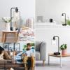 image:imageSet of 2 Fully Stepless Dimmable Industrial Table Lamps with 2 USB Ports amp AC Outlet Bedside Nightstand Desk Lamps with Seeded Glass Shades for Bedroom Dorm Living Room 2 7W 2700K LED Bulbs Included