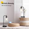 image:imageSet of 2 Fully Stepless Dimmable Industrial Table Lamps with 2 USB Ports amp AC Outlet Bedside Nightstand Desk Lamps with Seeded Glass Shades for Bedroom Dorm Living Room 2 7W 2700K LED Bulbs Included