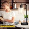 image:imageSet of 2 Fully Stepless Dimmable Industrial Table Lamps with 2 USB Ports amp AC Outlet Bedside Nightstand Desk Lamps with Seeded Glass Shades for Bedroom Dorm Living Room 2 7W 2700K LED Bulbs Included