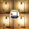 image:imageSet of 2 Fully Stepless Dimmable Industrial Table Lamps with 2 USB Ports amp AC Outlet Bedside Nightstand Desk Lamps with Seeded Glass Shades for Bedroom Dorm Living Room 2 7W 2700K LED Bulbs Included