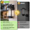 image:imageBesLowe 2Pack Modern Outdoor Wall Lights with 2 LED Bulbs 15 Exterior Lighting Fixtures Wall Mount with Water Ripple Glass Black Porch Lights Outdoor Wall Sconces Outside Lights for House GarageModern