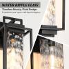 image:imageBesLowe 2Pack Modern Outdoor Wall Lights with 2 LED Bulbs 15 Exterior Lighting Fixtures Wall Mount with Water Ripple Glass Black Porch Lights Outdoor Wall Sconces Outside Lights for House GarageModern