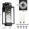 image:imageBesLowe 2Pack Modern Outdoor Wall Lights with 2 LED Bulbs 15 Exterior Lighting Fixtures Wall Mount with Water Ripple Glass Black Porch Lights Outdoor Wall Sconces Outside Lights for House GarageModern