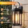 image:imageBesLowe Dusk to Dawn Outdoor Wall Lights Exterior Lighting Fixtures Waterproof Matte Black Porch Wall Sconces with Water Ripple Glass Shades Outside Lights for House Patio Entryway Garage 2PackBlack