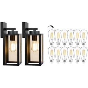 image:imageBesLowe Outdoor Wall Light Fixture with Vintage LED Edison Bulbs 800LM 2700K