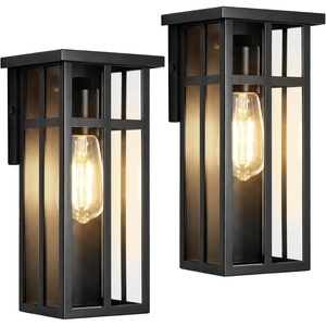 image:imageBesLowe Outdoor Wall Light Fixtures Exterior Waterproof Porch Wall Lanterns Matte Black Wall Sconces with Clear Glass Shade Modern Outside Lights for House Front Door Patio Garage 2Pack 111 inBlack with Clear Glass