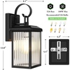 image:imageBesLowe 2Pack Outdoor Wall Light Fixture with Water Ripple Glass Black  Waterproof Antirust amp CorrosionBlack with Fluted Glass